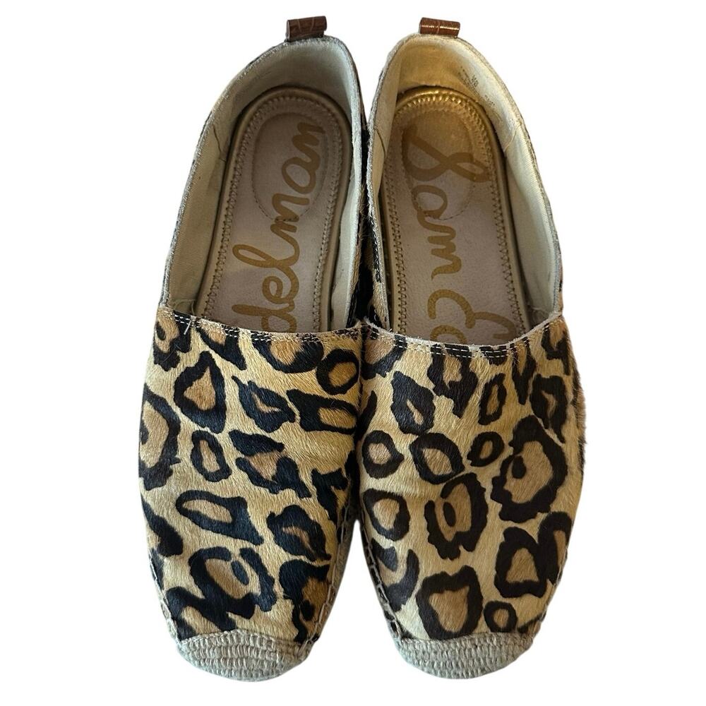 Sam Edelman Khloe Calf Hair Leopard Print Espadrille Slip On Loafers Size‎ 8